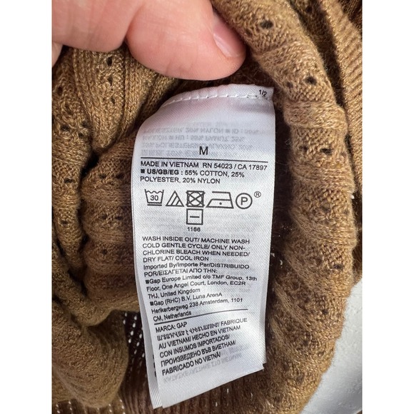 Gap Brown Rib Knit Long Sleeved Sweater Size Medium Stretch Scoop Neck NEW - Picture 5 of 9